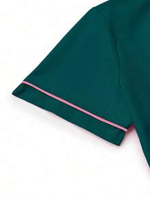 TaskEZ Scrubs Set: V-Neck Short Sleeve Top & Pants Scrub Uniform For Healthcare Workers - Dark Green - View 4
