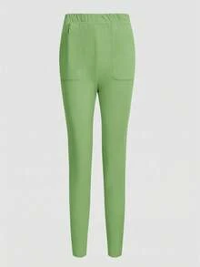 TaskEZ Solid Color Short Sleeve Pocket Top And Pants Scrub Uniform Set - Green - View 7