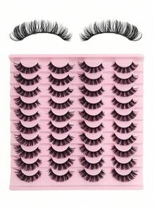 20 Pairs Fluffy Wispy Full Strip Lashes - D Curl Faux Mink Lashes For Long-Lasting, Natural-Looking Eyelashes Strip Lashes, Lashes, Eyelashes, Fake Lashes - Black - View 14