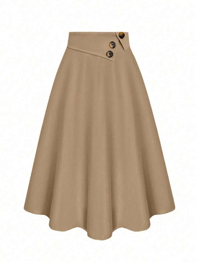 L'AppartementKnit Flare Skirtベージュ36 Franclia Women's Casual High Waist A-Line Button Decor Elastic