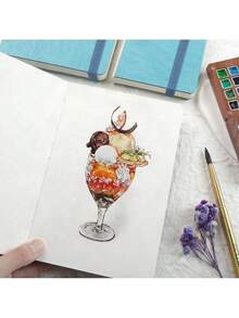 Watercolor Diary Painting Handbook Sketchbook 100% Cotton Cold Press. - Multicolor - View 3