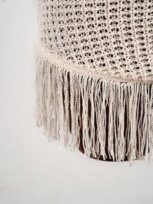 SaltGleam SaltGleam 女士夏季针织流苏连衣裙 - 杏色 - 查看 6