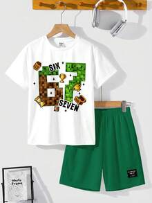 Áo thun nam tuổi teen phong cách tối giản thường ngày, lấy cảm hứng từ thế giới thu nhỏ thời trang Y2K, thiết kế số 67, kiểu dáng thể thao, rộng rãi, thoải mái, cổ tròn, tay ngắn, phù hợp cho mùa xuân/hè. - trắng - Xem 2