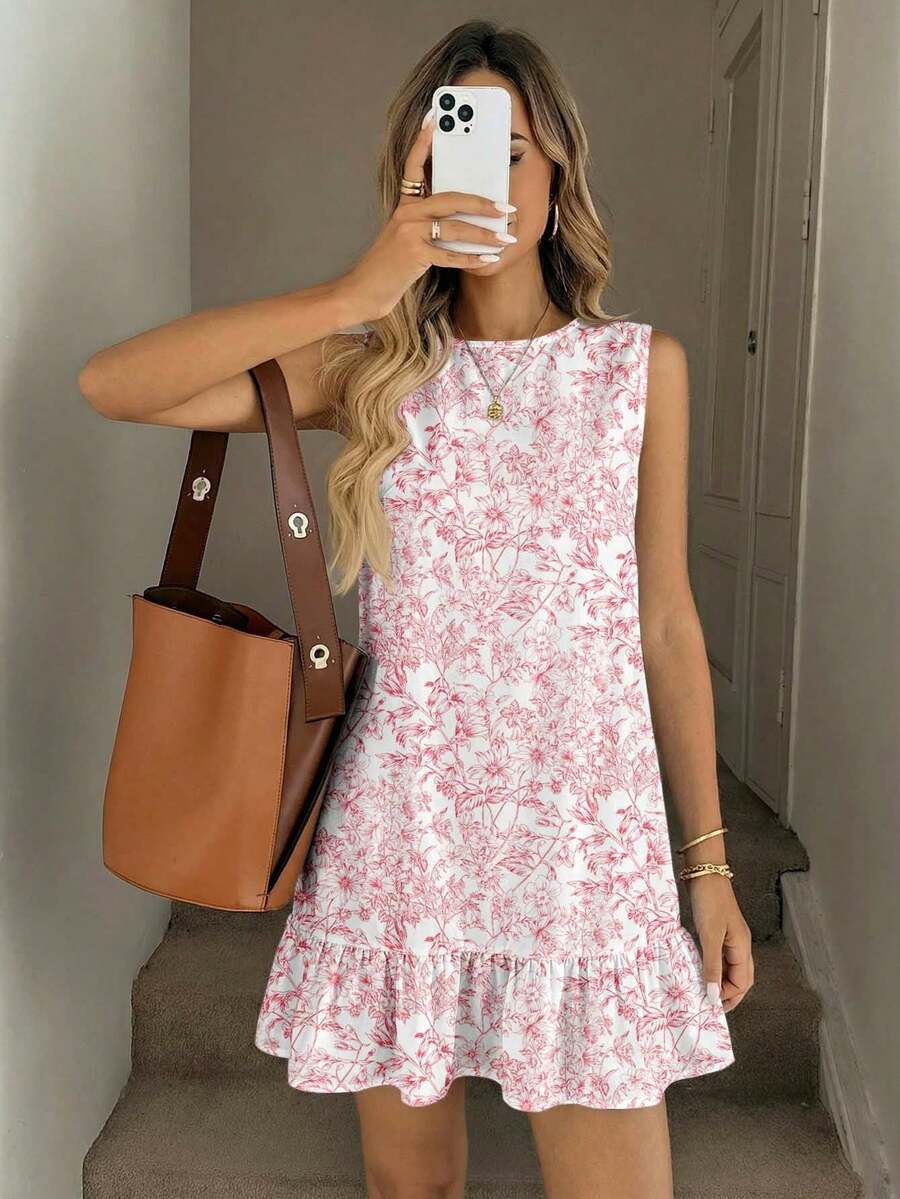 SHEIN LUNE 女士迷你碎花连衣裙，适合春夏穿着 - 彩色 - 查看 1