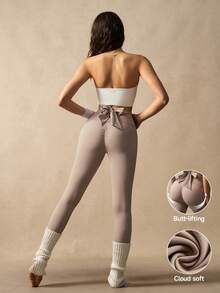VARSIVA Solid Color High Waist Seamless Leggings - Volcanic Gray - View 7