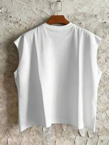 STEELVANCE Men's Round Neck Fashionable Printed Casual Versatile Daily Tank Top, Summer - White - View 2