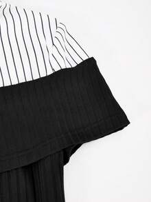 2件套少女黑色罗纹拼接上衣和休闲裤 - 黑色 - 查看 4