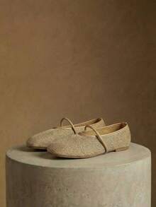 Styleloop 女士鞋履 假日风编织鞋 面条带女士平底鞋 假日风穿搭 波西米亚风穿搭 美式复古风 波西米亚风 西部风 音乐节穿搭 派对穿搭 平底女鞋 - 棕色 - 查看 1