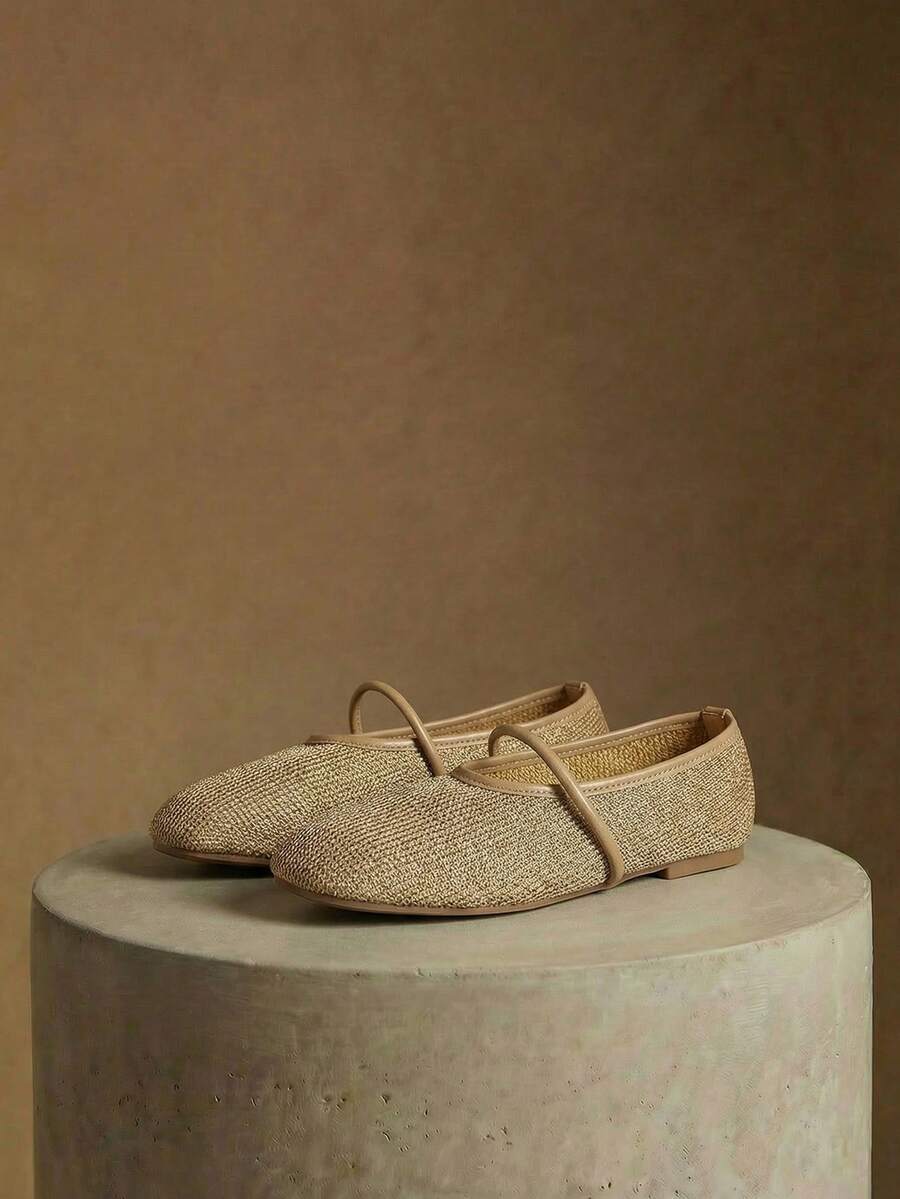 Styleloop 女士鞋履 假日风编织鞋 面条带女士平底鞋 假日风穿搭 波西米亚风穿搭 美式复古风 波西米亚风 西部风 音乐节穿搭 派对穿搭 平底女鞋 - 棕色 - 查看 1