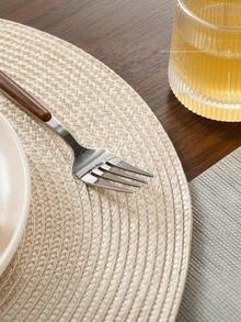 1/4/6/12PCS Ivory Round Woven Placemats Waterproof Durable Non-Slip Heat Resistant Coaster Table Mat For Restaurant Kitchen Office Outdoor Picnic Party Decor Wedding Housewarming Gift - Ivory White - View 5