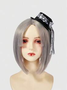 1 pieza Clip de pelo con nota musical, clip de pelo lindo y dulce con mini sombrero negro, accesorios de pelo hechos a mano para fiesta de té estilo Lolita - Lunares en blanco y negro - Ver 5