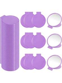 1/5/10/50/100pcs Handheld Small Mirror, Portable Makeup Mirror For Bags, Essential Travel Item, Dorm Room Makeup Mirror For Students - Mauve Purple - View 2