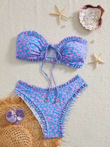 Swim Mod Women's Summer New Sexy Minimalist Floral Print Tie-Up Backless Bikini Set, Suitable For Beach Vacation - Multicolor - View 5