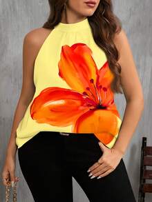 SHEIN Clasi Áo yếm in hoa thường ngày cỡ lớn dành cho nữ, phù hợp cho mùa hè - Nhiều màu - Xem 4