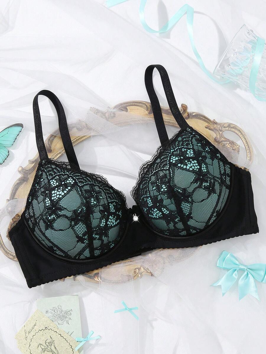 1pc Lace Minimalist Lift & Enhance Wireless Bra For Small Bust Women - Multicolor - View 1