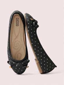 CUCCOO DOLLMOD Small Bow Cute Women's Flat Shoes - Black - View 1