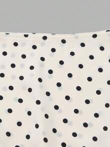 Sweetra Women's Spring/Summer French Elegant Fashion Polka Dot Shoulder Tie Bow Waist Drawstring Casual Commute Versatile Blouse - Apricot - View 5