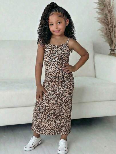 Tween Girl Casual Everyday Leopard Print Cami Dress