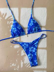 Swim Vcay 女士热带印花两件式比基尼套装，休闲度假 - 彩色 - 查看 2