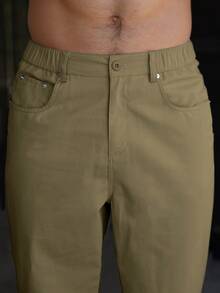 Manfinity Homme Men's Casual Versatile Solid Color Pants - Camel - View 7