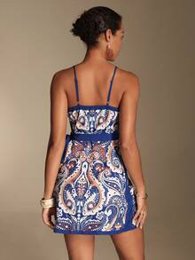 Swim Oasis Women's Printed V-Neck Tie-Up Short Dress - Multicolor - View 2