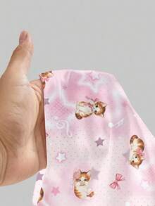 ROMWE Kawaii 可爱小猫爱心音符星星波点春季学院性感吊带背心和喇叭低腰裤两件套女装 - 粉色 - 查看 9