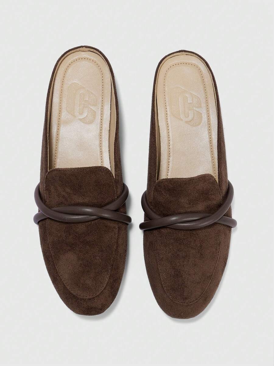 CUCCOO BIZCHIC Women Shoes Burgundy Suede Round Toe Flat Bottom Daily Versatile Commuter Closed Toe - Coffee Brown - View 1