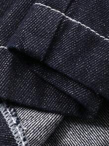 DAZY Women's Oversized Crew Neck Waist Cinched Long Casual Street Style Washed Zip-Up Original Color Denim Jumpsuit Summer - Dark Wash - View 8