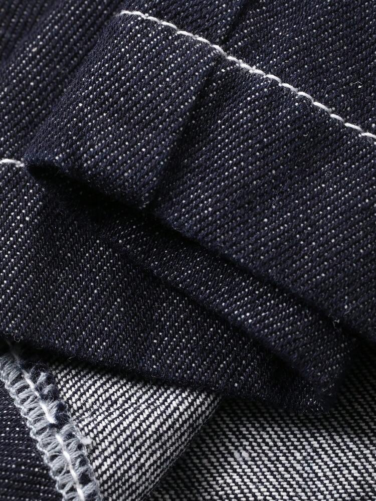 Women's Oversized Crew Neck Waist Cinched Long Casual Street Style Washed Zip-Up Original Color Denim Jumpsuit Summer