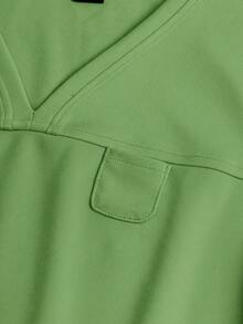 TaskEZ Solid Color Short Sleeve Pocket Top And Pants Scrub Uniform Set - Green - View 12