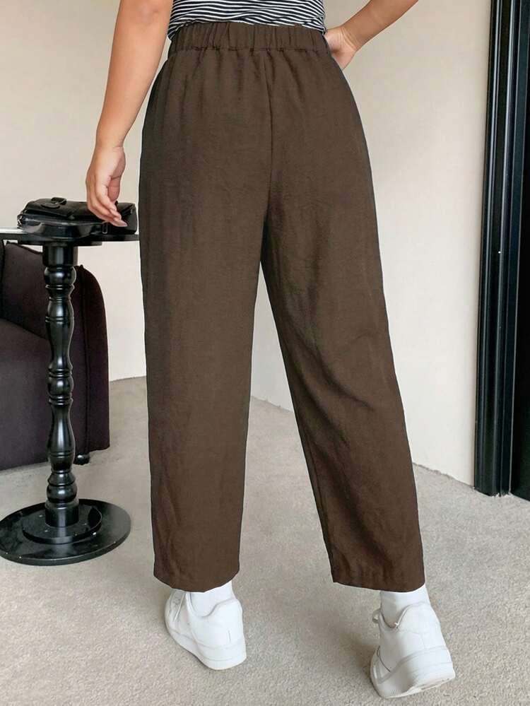 Dazy Plus Plus Size Women Elastic Waist Casual Harem Cropped Pants