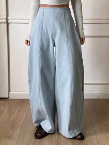 Dazy Tall Tall Women's Elongated Barrel Leg Casual Jeans - Light Wash - View 8