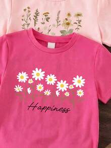 Elladie kids Bộ 6 món cho bé gái 4-7 tuổi, áo thun ngắn tay in hoa và quần dài, chất liệu nhẹ, thoải mái, phù hợp mặc hàng ngày, đi học, dự tiệc sinh nhật, dã ngoại, vui chơi ngoài trời vào mùa xuân, hè và thu. - Nhiều màu - Xem 3