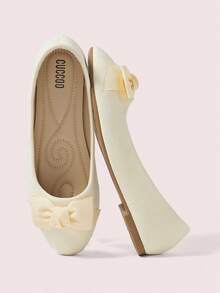 CUCCOO DOLLMOD 蝴蝶结女士可爱平底鞋 - 杏色 - 查看 1