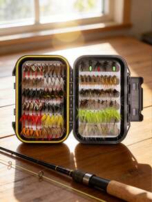 飞钓路亚套装，114件手工飞钓装备，包括干式/湿式路亚、拟饵、各种飞蝇饵，适用于鳟鱼和鲈鱼垂钓，另附路亚盒。 - 彩色 - 查看 5