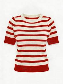 Camiseta casual de verano con estampado de rayas - Burdeos - Ver 1