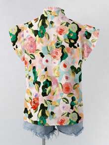 Franclia Áo kiểu nữ cổ chữ V tay loe họa tiết hoa, thích hợp cho hẹn hò, mặc hàng ngày, dự tiệc, đi làm, trà chiều, mẫu mới xuân/hè. Áo kiểu nữ họa tiết hoa, áo nữ mùa hè, áo đẹp cho nữ, áo cổ bèo, áo tay ngắn, áo in hoa, áo công sở, áo kiểu nữ mùa hè, áo mới nhất cho nữ. - Hồng - Xem 2