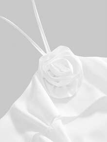 ROMWE Avant 女士度假风多层荷叶边花卉吊带露背吊带衫 - 白色 - 查看 2