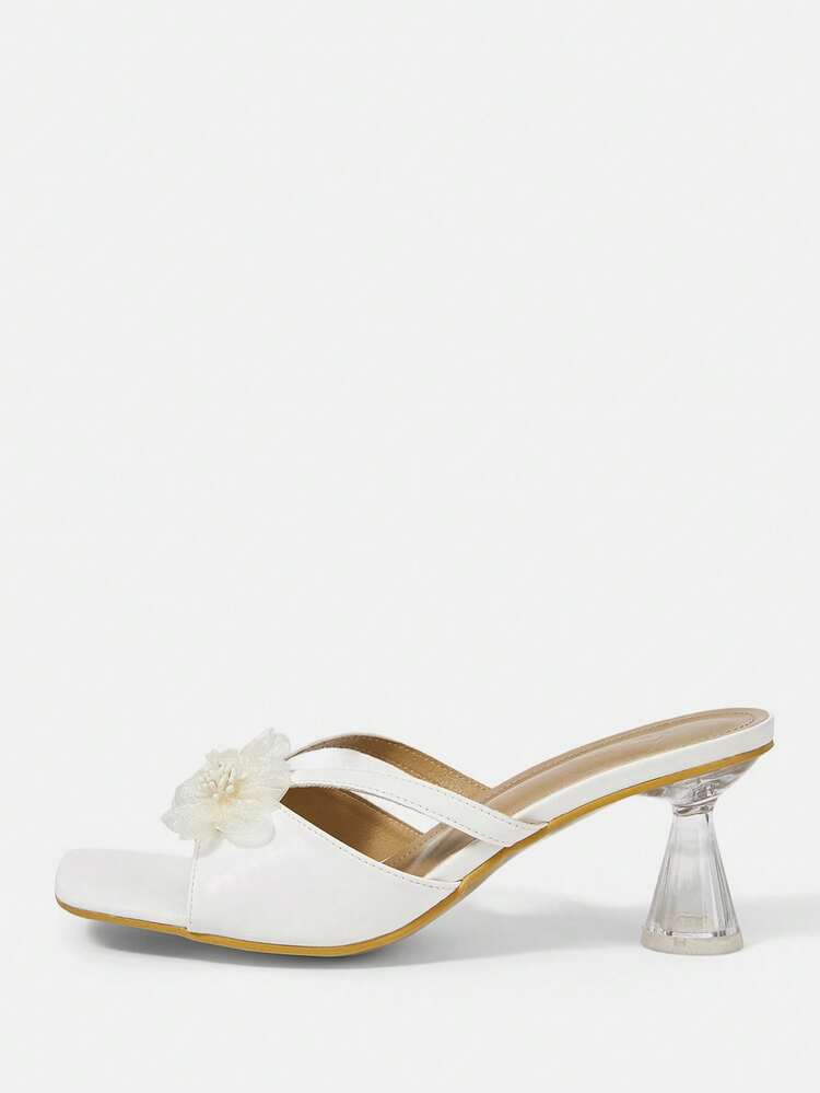 CUCCOO HITCHD Women's 3D Floral Decor Fashion Daily Wear High Heel Sandals Summer Shoes Wedding Shoes Bride Shoes