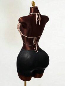 Mistrie Women's Sexy Party Halter Neck Sequin Cami - Sparkling Glamour - Dusty Pink - View 2