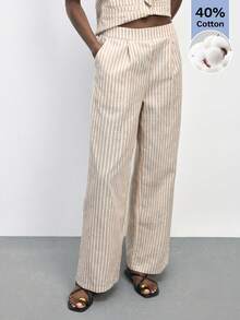 Maija Women's Striped Halter Top And Pants Set Summer Jumpsuit Woman Linen Jumpsuit Women Linen Outfit Pant Suit Summer Sets Resort Wear 2026 Cotton Sets For Woman, Metal Buckle Design, Unique Striped Suit, Spring/Summer Resort Style, Summer Outfits, Summer Clothes, Spring Clothes Women , St Patrick's Day, Beach Outfit For Women, Cotton Jumpsuits For Woman Halter Jumpsuit - Multicolor - View 9