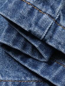 DAZY Bộ đồ nữ đơn sắc tối giản gồm áo hai dây và quần jeans, thích hợp mặc hàng ngày. - Màu xanh lam - Xem 7