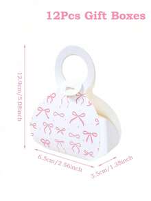 12 PCS Small Pink Bow Handbag Gift Boxes With Gift Tags And Bow Decorations Birthday Wedding Christmas Party Decorations Ladies Return Gifts Small Gift Bags Gift Wrapping Supplies - multicolor - View 4