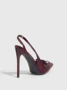 CUCCOO SZL Women Shoes Pointed Thin High Heel Burgundy Bow Diamond Buckle Slingback Women's High Heel Shoes Fashion Sexy Dinner Party Women's Shoes - 6688-55 Mirror burgundy 225 - View 8
