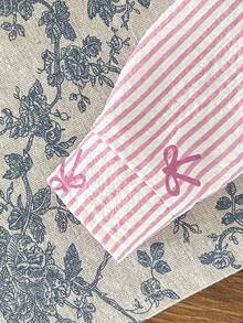 Bộ áo sơ mi dài tay kẻ sọc cài cúc và quần cho bé sơ sinh - Màu Hồng baby - Xem 3