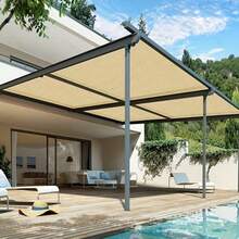 Mái che nắng chịu lực cao, chống tia UV, chống phai màu, chống rách và chống gỉ, hình chữ nhật, các cạnh cong chắn nắng, vải thoáng khí, thích hợp cho sân hiên, bãi cỏ, vườn ngoài trời. - gừng - Xem 3