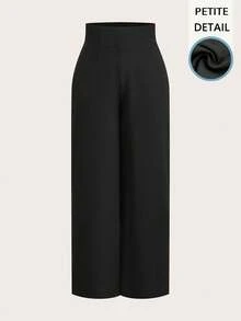 SHEIN PETITE Quần ống đứng dệt kim kiểu dáng thanh lịch, thoải mái dành cho phụ nữ nhỏ nhắn, thích hợp cho mùa xuân và mùa hè. - màu đen - Xem 5