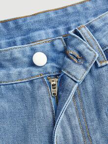 Rivivi 女士樱桃刺绣口袋休闲牛仔短裤 - 藍色 - 查看 3