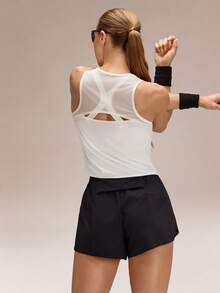 GLOWMODE Ultrafine Soft Seamless Rise & Run Waist Length Sweat-Wicking Back Mesh Panels Regular Fit Muscle Tank Running Jogging Training Tennis Golf Workout Gym Wear - White - View 1