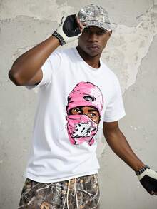 Manfinity ZONE917 Men's Figure Print T-Shirt And Camouflage Print Shorts Set - Multicolor - View 5